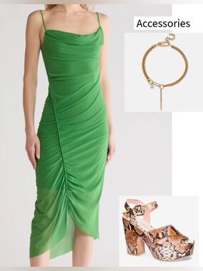 ALL SAINTS Ulla Square Neck Draped Midi Dress